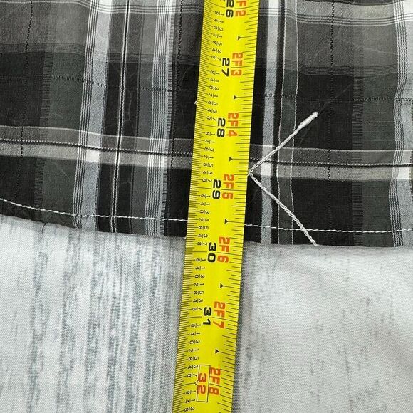 BKE Pearl Snap Shirt M Athletic Fit Plaid Short Sleeve Western Mens Gray - Picture 5 of 7